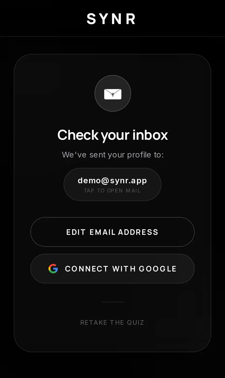 SYNR five-axis results matrix confirmation